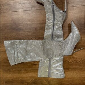 Steve Madden Disco Ball Silver Heeled Boots